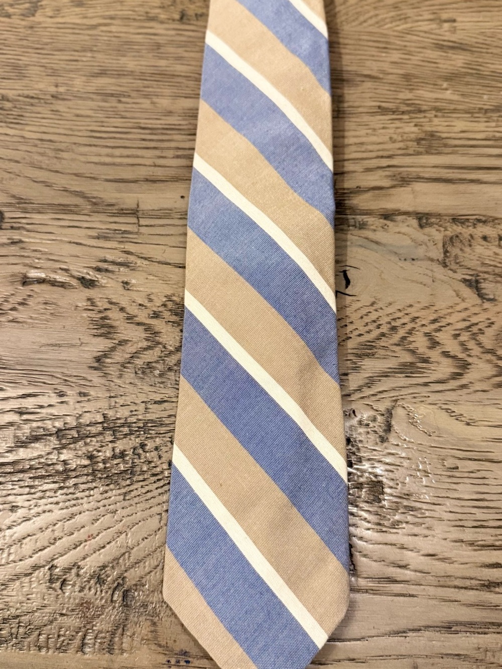 Polo by Ralph Lauren Blue, Tan and White Diagonal Stripe Tie